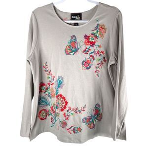 Tan Embellished Long Sleeve Blouse